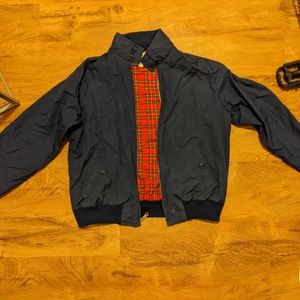 Current Seen Navy Blue Red Plaid Bomber Jacket